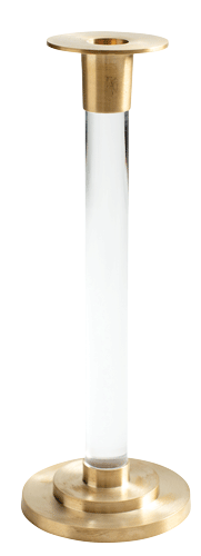 Large Candlestick Clear 10 Inch Candlestick - Resin/Brass