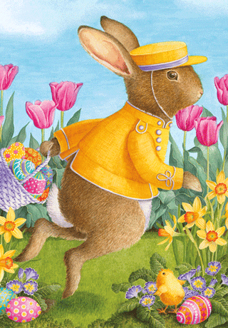 Bunny Hop Easter Greeting Card - 1 card with envelope