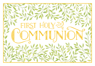 First Holy Communion Foil Religious Greeting Card - 1 card with envelope