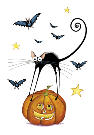 Bat Cat Halloween Specialty Cards 6 In