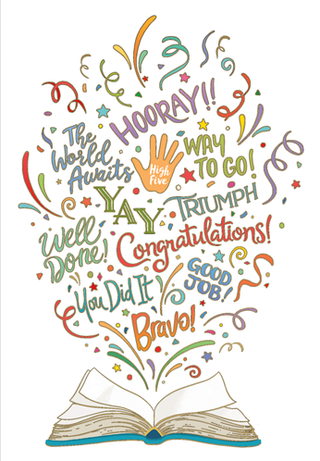 Congrats Book Foil Graduation Die Cut Greeting Card - 1 card with envelope