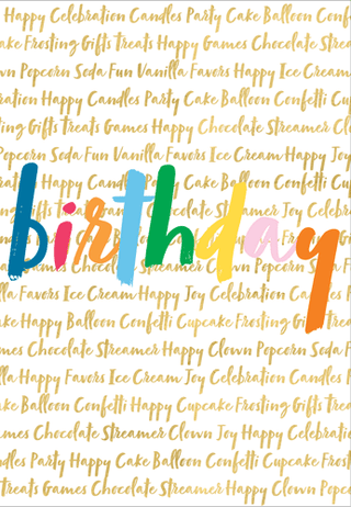 Birthday Words Birthday Greeting Card - 1 card with envelope