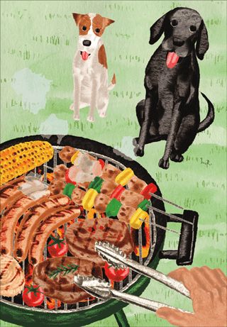 Grilling Dogs Blank Greeting Card - 1 card with envelope