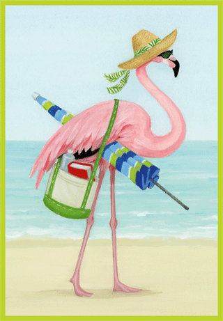 Beach Mode Flamingo Blank Greeting Card - 1 card with envelope