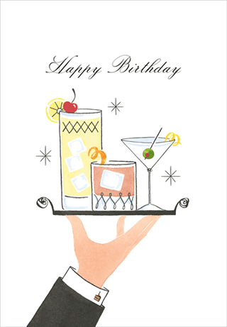 Gentlemen'S Cocktails Blank Greeting Card - 1 card with envelope