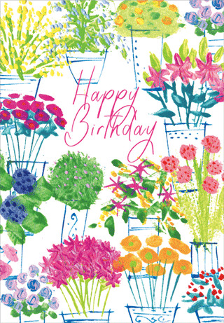 Flower Market Pots Blank Greeting Card - 1 card with envelope