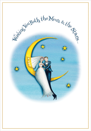 Moon And The Stars Foil Blank Embossed Greeting Card - 1 card with envelope