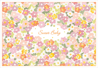 Sweet Baby Floral Pink Blank Greeting Card - 1 card with envelope