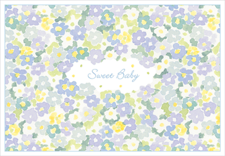 Sweet Baby Floral Blue Blank Greeting Card - 1 card with envelope