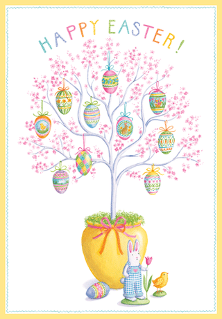 Easter Egg Tree Blank Greeting Card - 1 card with envelope