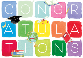 Congratulations Grad Icons Blank Greeting Card - 1 card with envelope