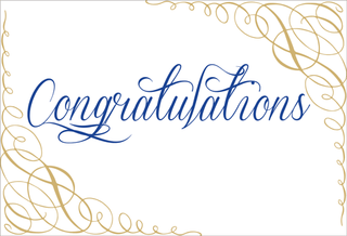 Congratulations Calligraphy Foil Blank Embossed Greeting Card - 1 card with envelope
