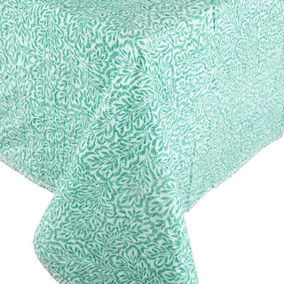 Block Print Leaves Green-Reversible Fabc Cotton Tblcvr-70.5 X 70.5 Inch