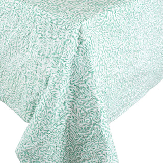 Block Print Leaves Green-Reversible Fabc Cotton Tblcvr-70.5 X 70.5 Inch