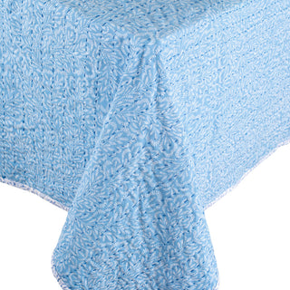 Block Print Leaves Blue Reversible Fabc Cotton Tblcvr-70.5 X 70.5 Inch