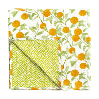 Reversible Kantha Table Cover in Orange Grove