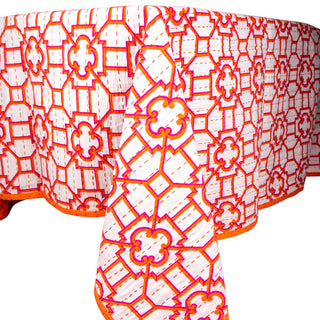 La Dolce Vita Kantha Quilt-Fuch/Ora Fabc Cotton Tblcvr-70.5 X 70.5 Inch