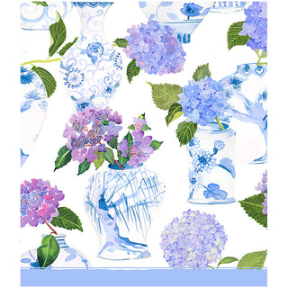 Hydrangeas and Porcelain Cotton Rectangle Tablecover