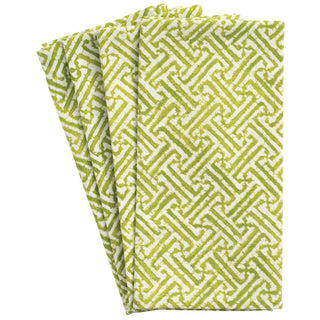 Fretwork Green Fabc Cotton Napkin-Set Of 4