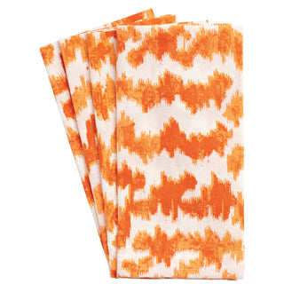 Modern Moire Orange Fabc Cotton Napkin-Set Of 4