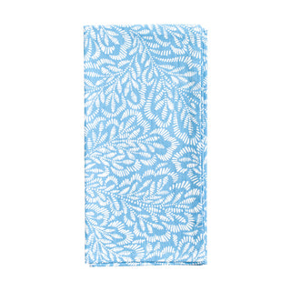 Block Print Leaves Blue/White Fabc Cotton Napkin-Set Of 4