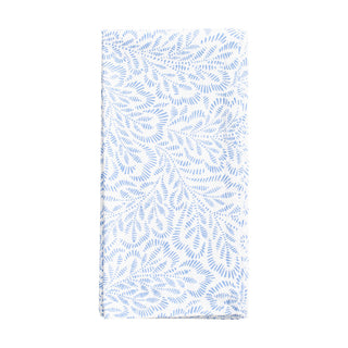 Block Print Leaves White/Blue Fabc Cotton Napkin-Set Of 4