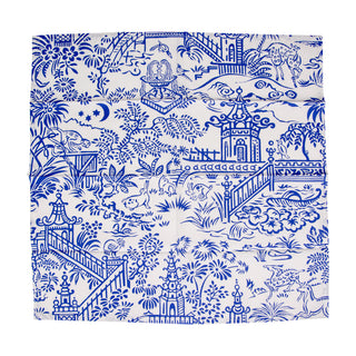 Pagoda Toile Blue/White Fabc Cotton Napkin-Set Of 4