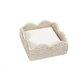 Rattan Scallop Cocktail Nap Hld-Crm Ttop Rattan Scallop Cocktail Holder