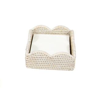 Rattan Scallop Cocktail Napkin Holders in Cream - 1 Napkin Holder