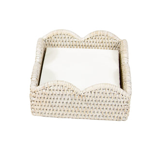 Rattan Scallop Cocktail Nap Hld-Crm Ttop Rattan Scallop Cocktail Holder