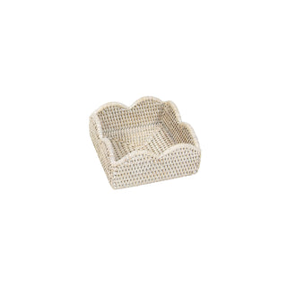 Rattan Scallop Cocktail Nap Hld-Crm Ttop Rattan Scallop Cocktail Holder