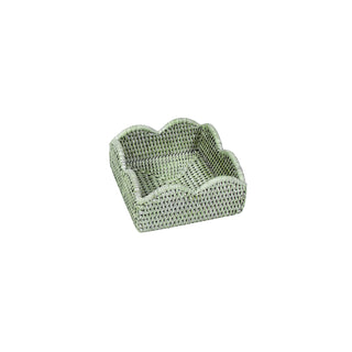 Rattan Scallop Cocktail Napkin Holders in Green - 1 Napkin Holder