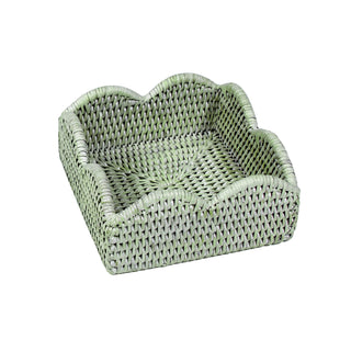 Rattan Scallop Cocktail Nap Hld-Grn Ttop Rattan Scallop Cocktail Holder