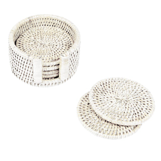 Cream Round Rattan Coaster - Set of 6