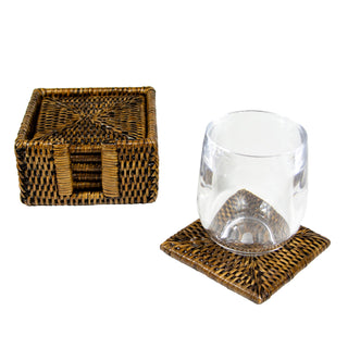 Natural Square Rattan Coaster - Set of 6