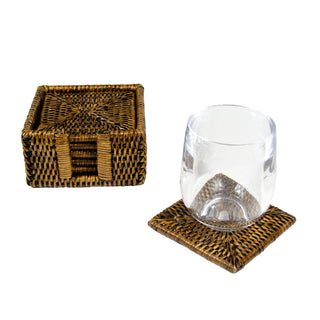 Natural Square Rattan Coaster - Set of 6