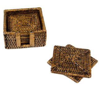 Natural Square Rattan Coaster - Set of 6