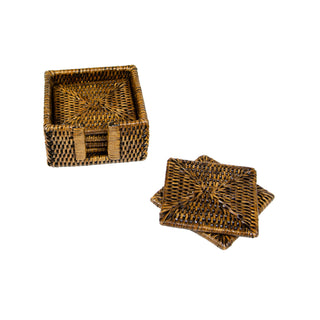 Natural Square Rattan Coaster - Set of 6