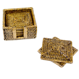 Honey Square Rattan Coaster - Set of 6