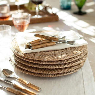 Rattan Round White Charger Plate Ttop Rattan Dinner Plate Round-Wht