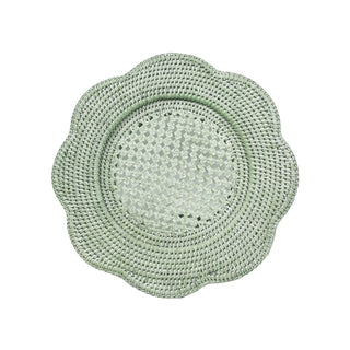 Rattan Scallop Round Charger Plate in Green - 1 Charger Plate