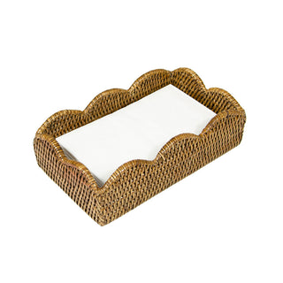 Rattan Scallop Guest Towel Napkin Holders in Natural - 1 Napkin Holder