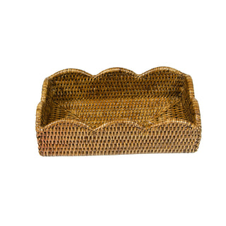 Rattan Scallop Guest Towel Napkin Holders in Natural - 1 Napkin Holder