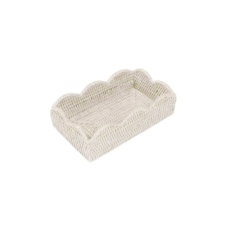 Rattan Scallop Guest Towel Napkin Holders in Cream - 1 Napkin Holder