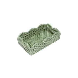 Rattan Scallop Guest Towel Napkin Holders in Green - 1 Napkin Holder