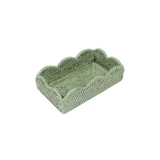 Rattan Scallop Guest Twl Hldr-Green Ttop Rattan Scallop Guest Twl Hldr