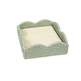 Rattan Scallop Lunch Nap Hldr-Green Ttop Rattan Scallop Lunch Nap Hldr