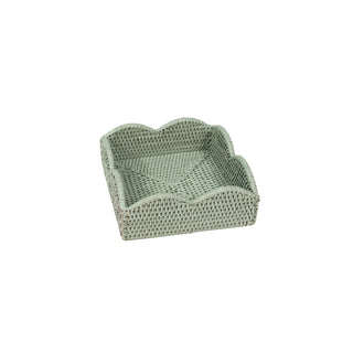 Rattan Scallop Lunch Nap Hldr-Green Ttop Rattan Scallop Lunch Nap Hldr