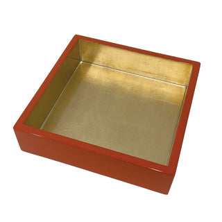 Coral With Gold Lacquer Luncheon Napkin Holders