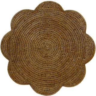 Rattan Scallop Rnd Placemat-Natural Ttop Rattan Scallop Round Placemat